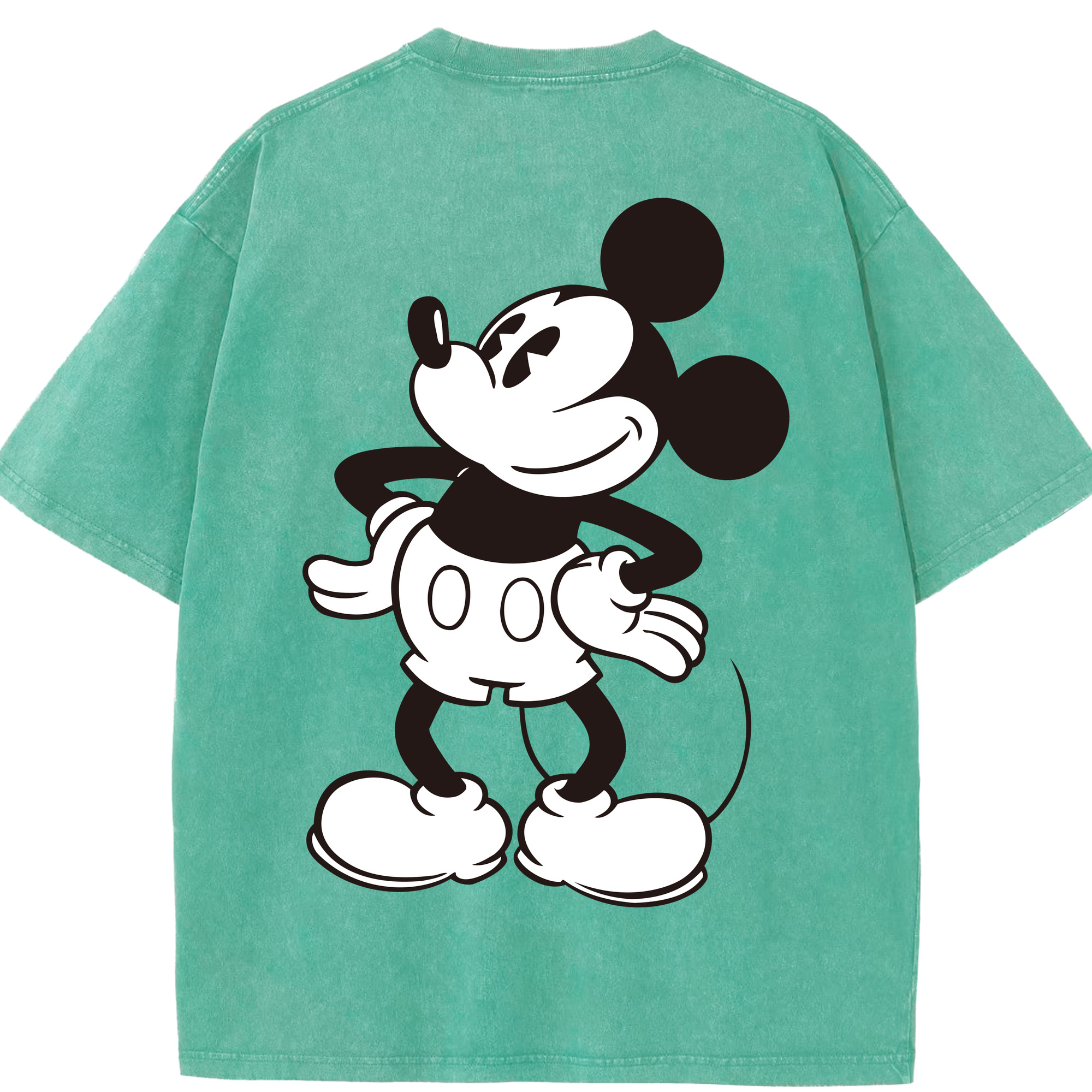 （画像用） ミッキーマウス Mickey Mouse 綿100% ヴィンテージ風 半袖Tシャツ（背面プリント）